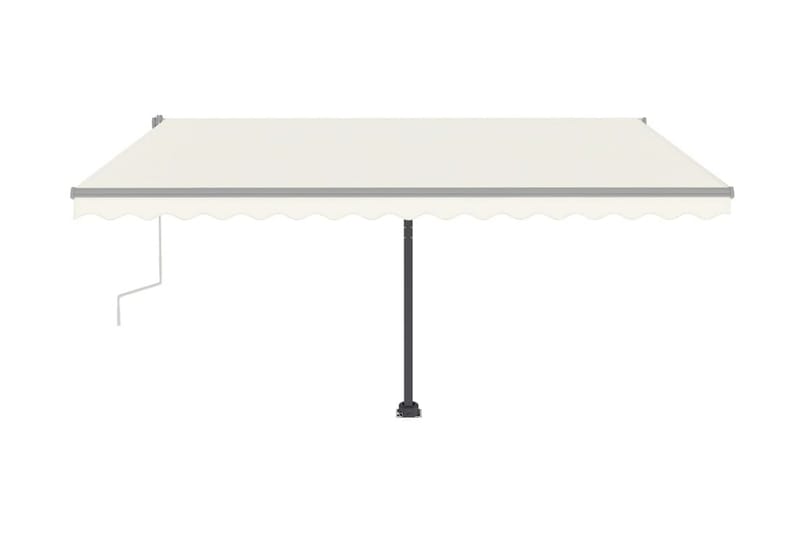 Markis med LED manuellt infällbar 450x350 cm gräddvit - Vit - Utemöbler - Solskydd - Markiser