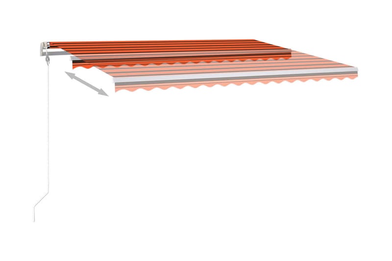 Markis med LED manuellt infällbar 4x3 m orange och brun - Orange - Utemöbler - Solskydd - Markiser