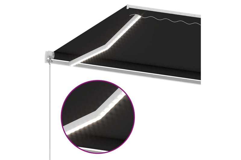 Markis med LED manuellt infällbar 600x300 cm antracit - Antracit - Utemöbler - Solskydd - Markiser