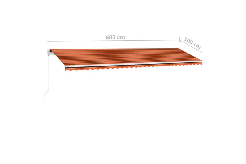 Markis med LED manuellt infällbar 600x300 cm orange och brun - Orange - Utemöbler - Solskydd - Markiser