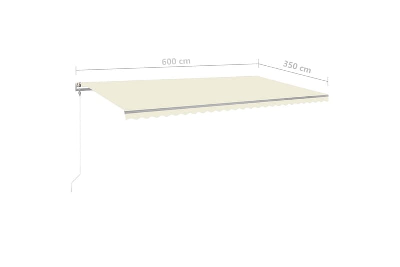 Markis med LED manuellt infällbar 600x350 cm gräddvit - Vit - Utemöbler - Solskydd - Markiser