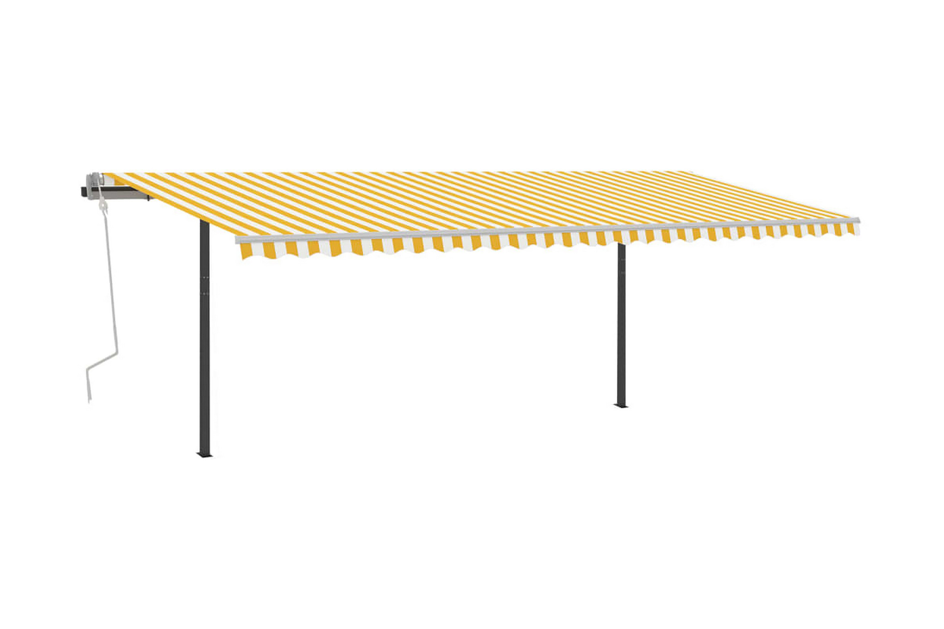 Markis med stolpar automatisk 6×3,5 m gul och vit – Gul