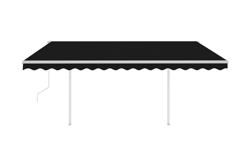 Markis med stolpar automatisk infällbar 4x3 m antracit - Grå - Utemöbler - Solskydd - Markiser