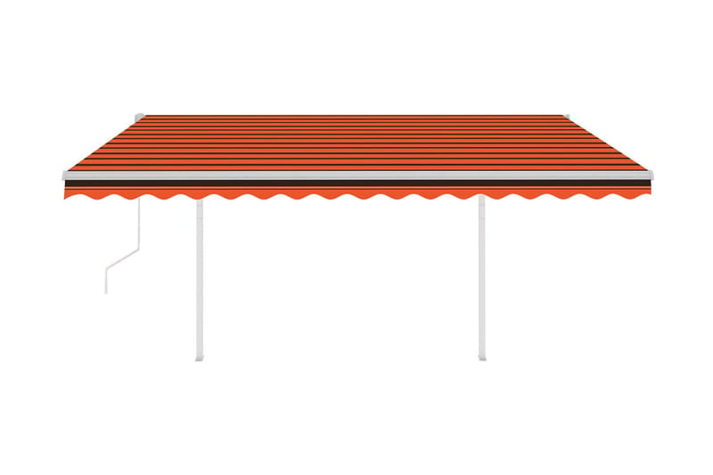 Markis med stolpar automatisk infällbar 4x3 m orange och bru - Orange - Utemöbler - Solskydd - Markiser