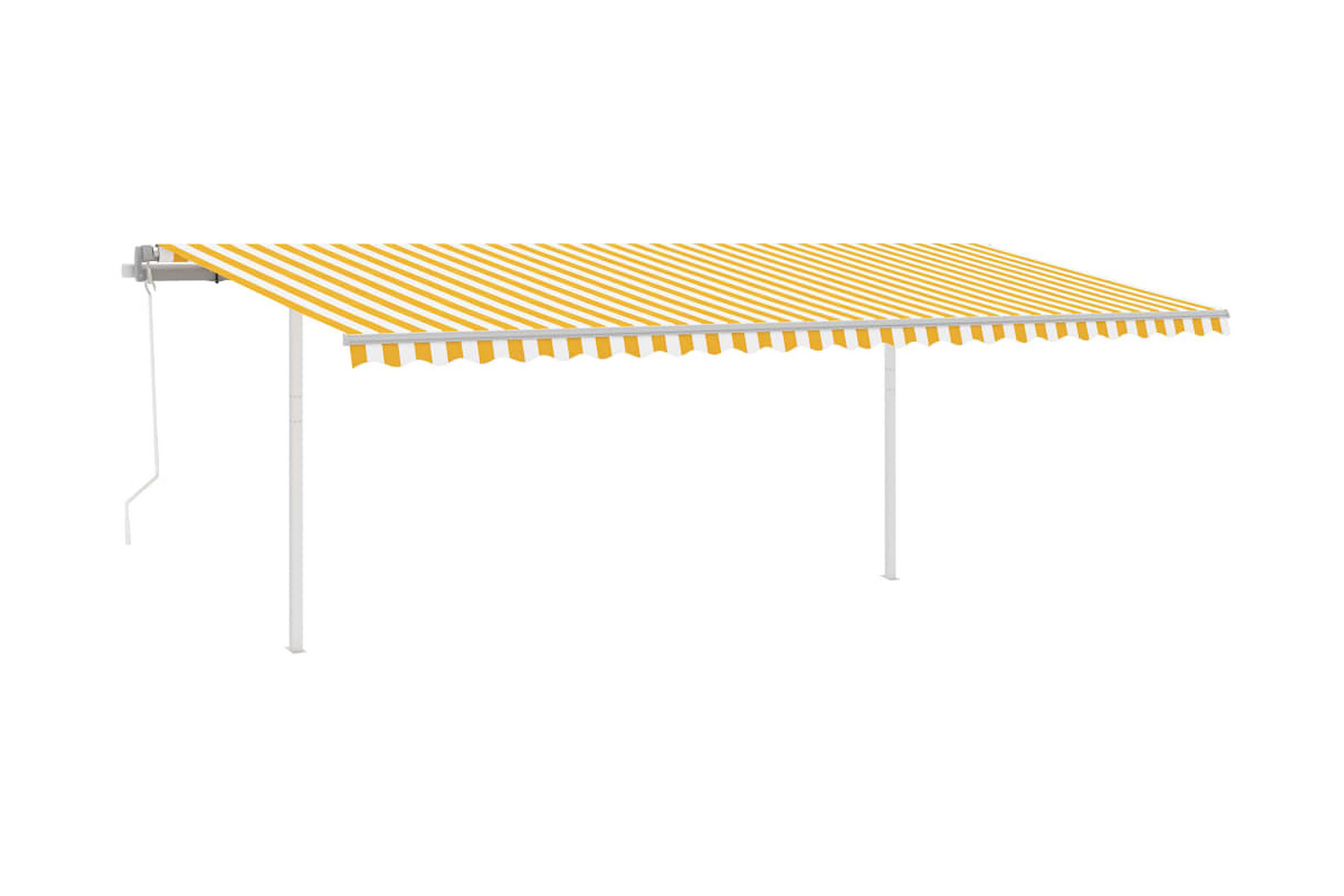 Markis med stolpar manuellt infällbar 3,5×2,5 m gul och vit – Gul