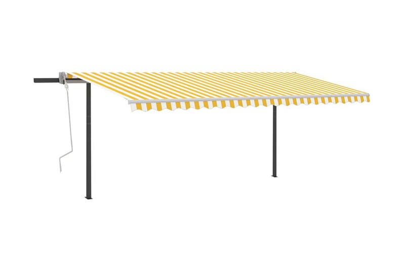 Markis med stolpar manuellt infällbar 5x3,5 m gul och vit - Gul - Utemöbler - Solskydd - Markiser