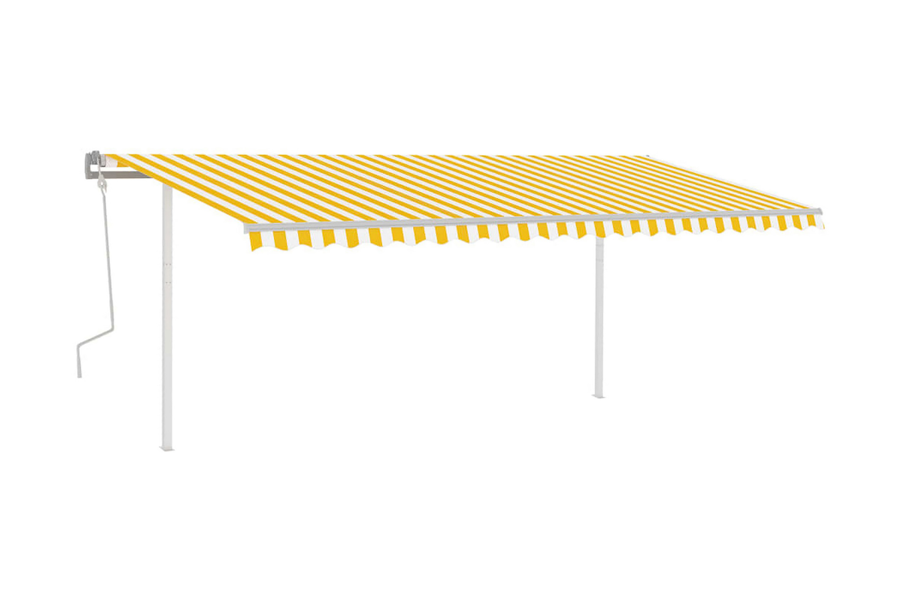 Markis med stolpar manuellt infällbar 5×3,5 m gul och vit – Gul