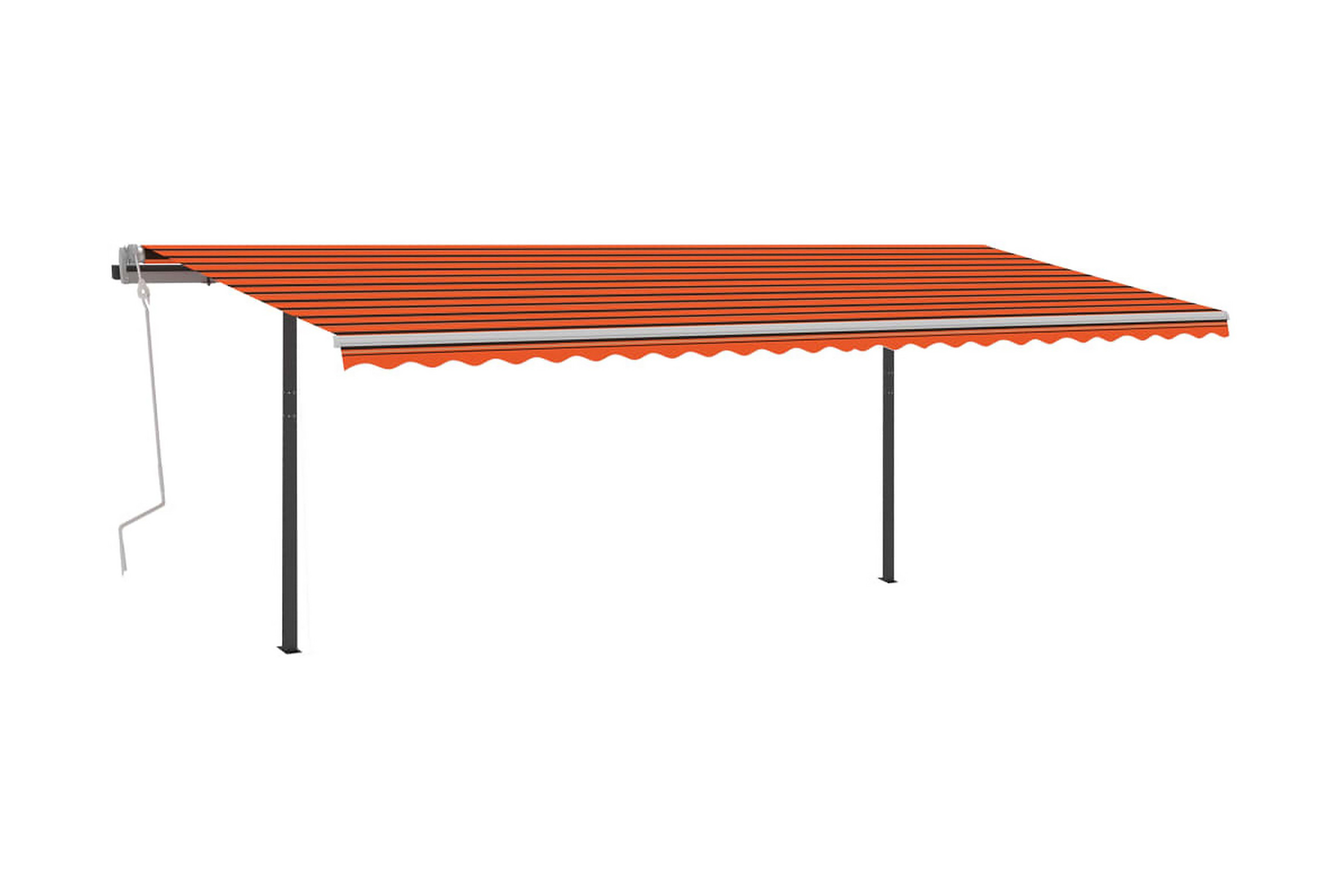 Markis med stolpar manuellt infällbar 6×3 m orange och brun – Orange