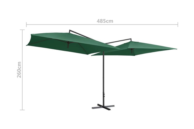 Dubbelt parasoll med stålstång 250x250 cm grön - Grön - Utemöbler - Solskydd - Parasoll