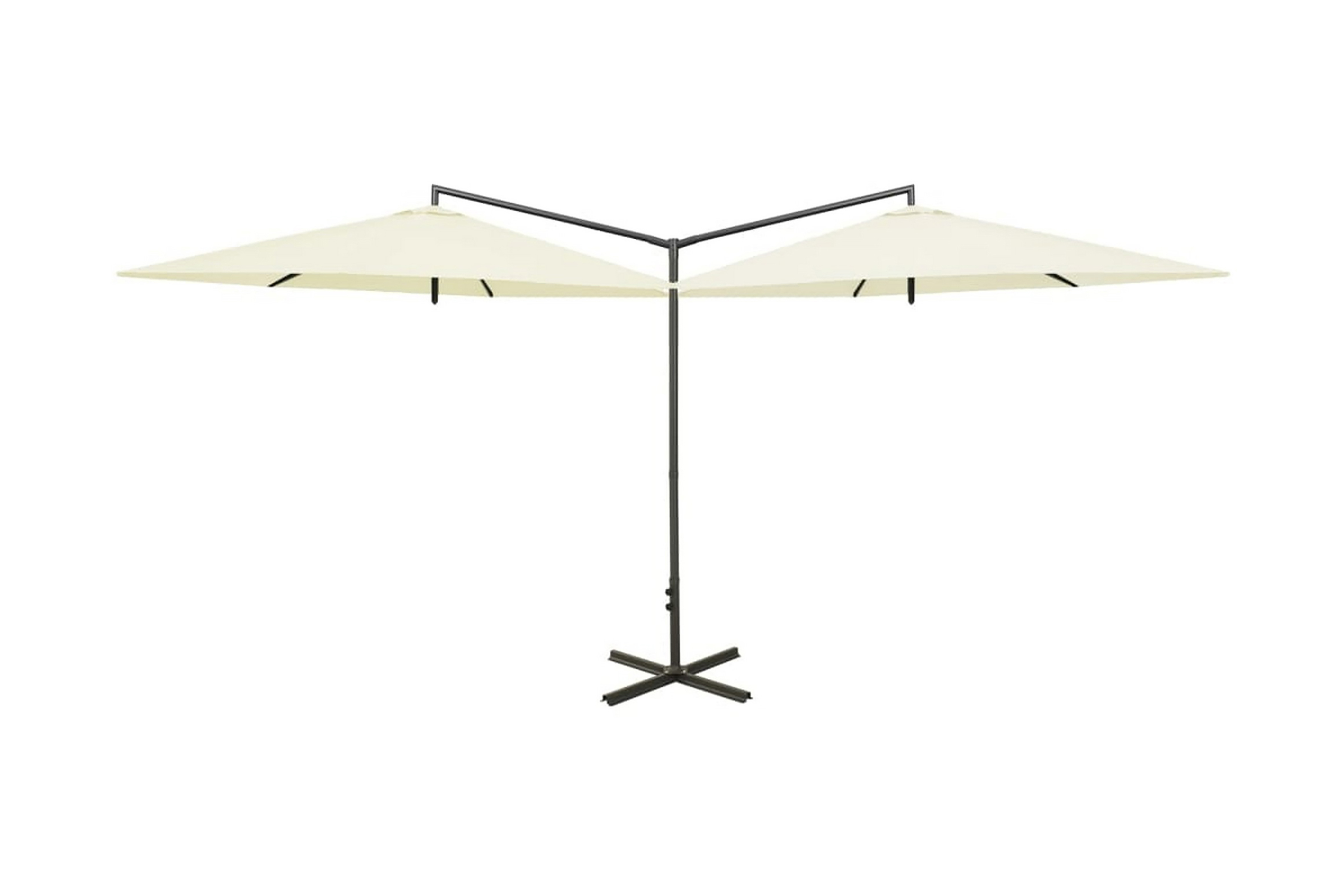 Dubbelt parasoll med stålstång sandfärgat 600 cm – Beige