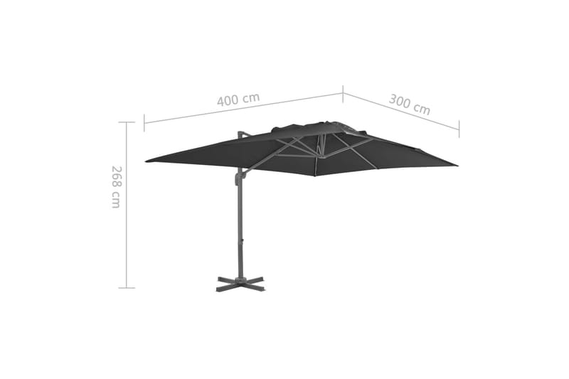 Frihängande parasoll med aluminiumstång 4x3 m svart - Svart - Utemöbler - Solskydd - Parasoll - Hängparasoll