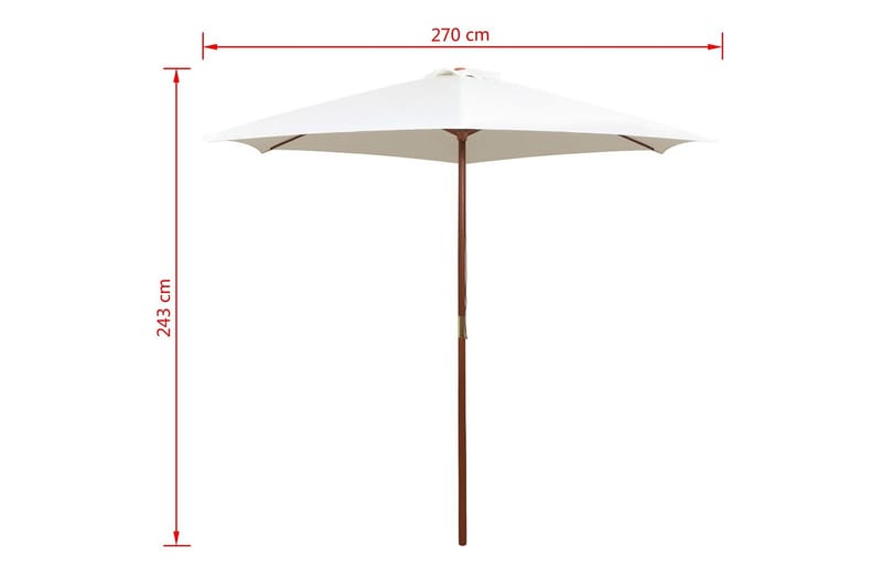 Parasoll 270x270 cm trästång gräddvit - Vit - Utemöbler - Solskydd - Parasoll