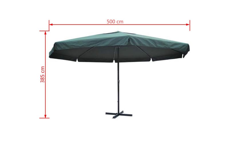 Parasoll aluminium grön 500 cm - Grön - Parasoll