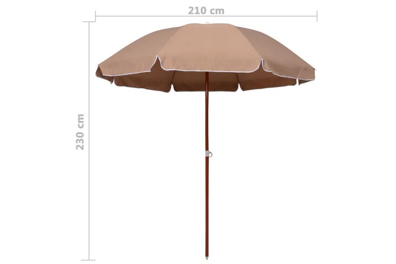 Parasoll med stålstång 240 cm taupe - Brun - Utemöbler - Solskydd - Parasoll