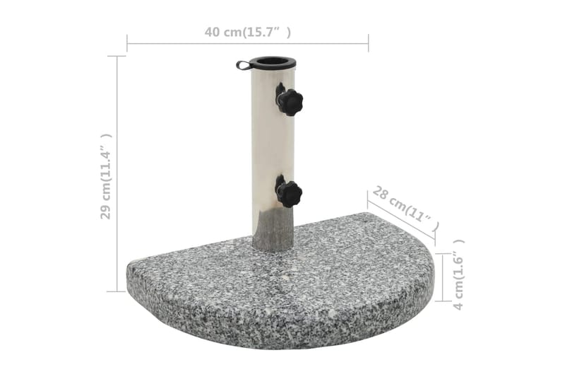 Parasollfot granit 10 kg halvrund grå - Grå - Utemöbler - Solskydd - Parasoll - Parasollfot