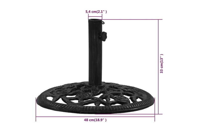 Parasollfot svart 48x48x33 cm gjutjärn - Svart - Parasollfot