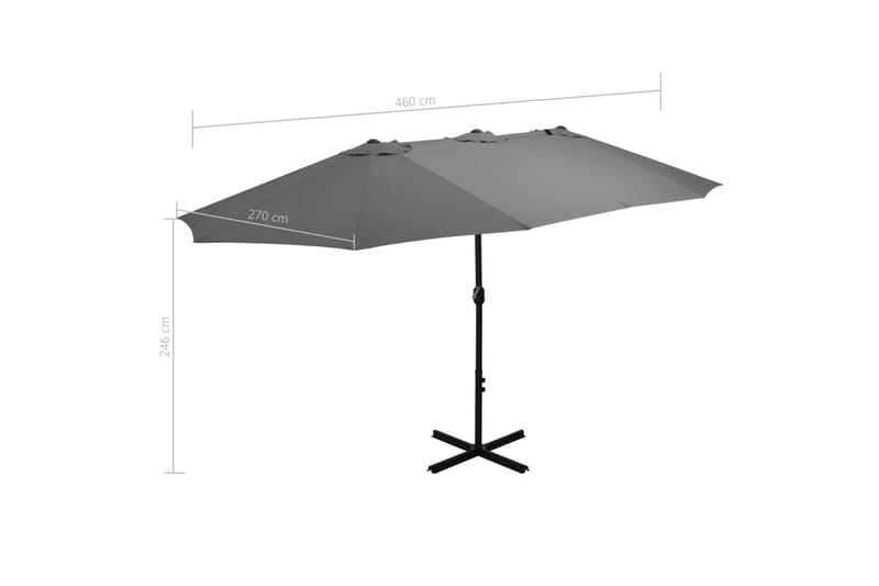 Trädgårdsparasoll med aluminiumstång 460x270 cm antracit - Grå - Utemöbler - Solskydd - Parasoll