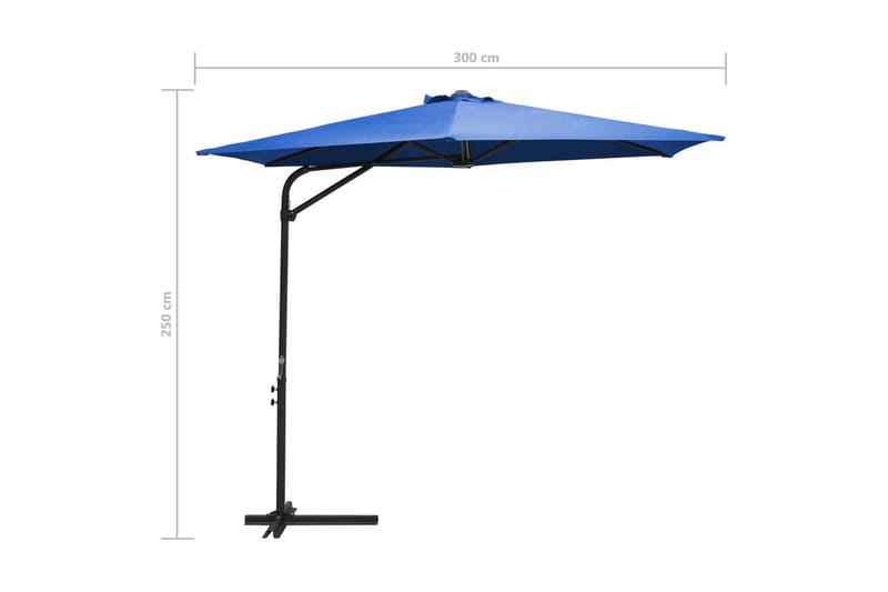 Trädgårdsparasoll med stålstång 300 cm azurblå - Blå - Utemöbler - Solskydd - Parasoll
