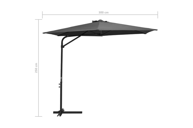 Trädgårdsparasoll med stålstång 300x250 cm antracit - Grå - Utemöbler - Solskydd - Parasoll