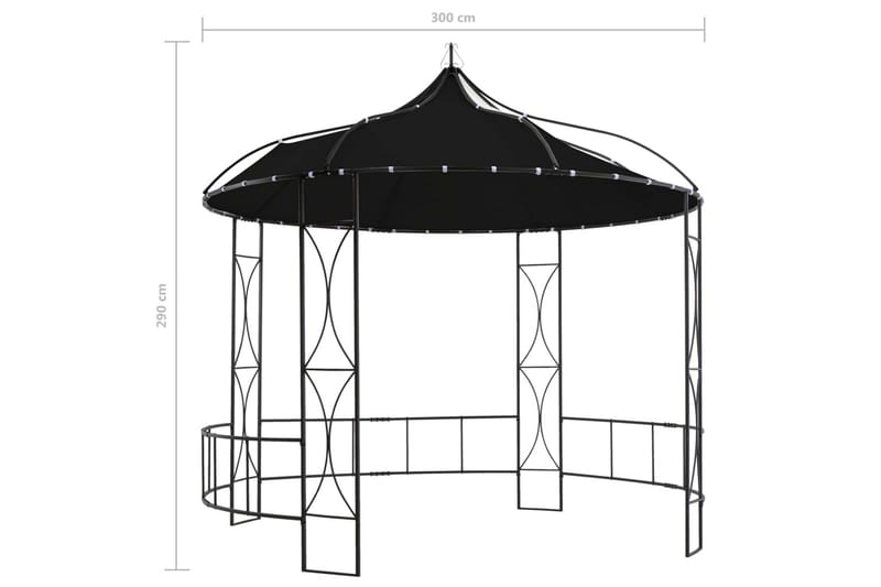 Paviljong 300x290 cm antracit rund - Grå - Utemöbler - Solskydd - Paviljonger - Komplett paviljong