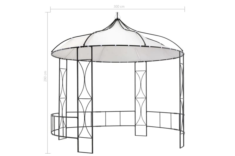 Paviljong 300x290 cm vit rund - Vit - Utemöbler - Solskydd - Paviljonger - Komplett paviljong