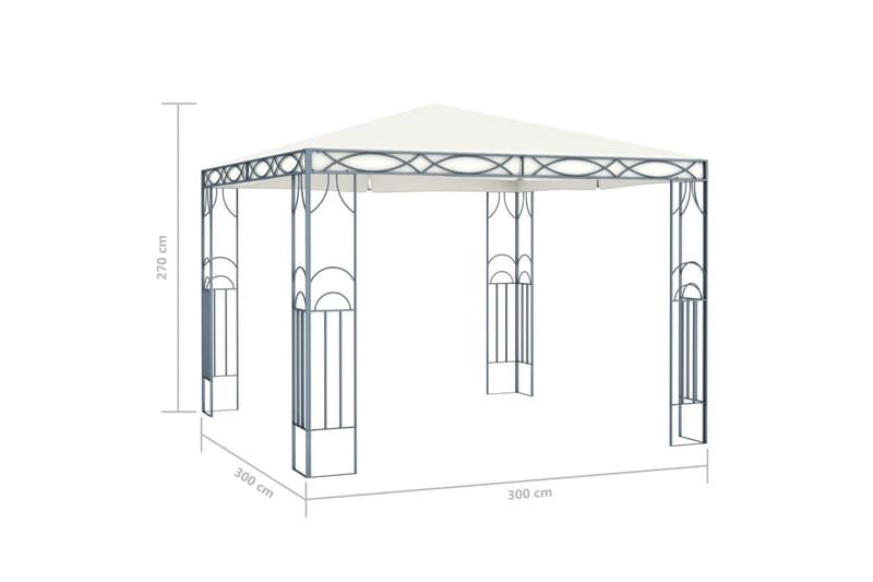 Paviljong 300x300 cm gräddvit - Vit - Utemöbler - Solskydd - Paviljonger - Komplett paviljong