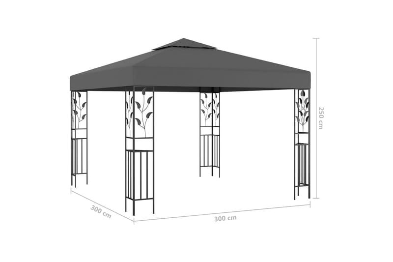 Paviljong 3x3 m antracit - Grå - Utemöbler - Solskydd - Paviljonger - Komplett paviljong