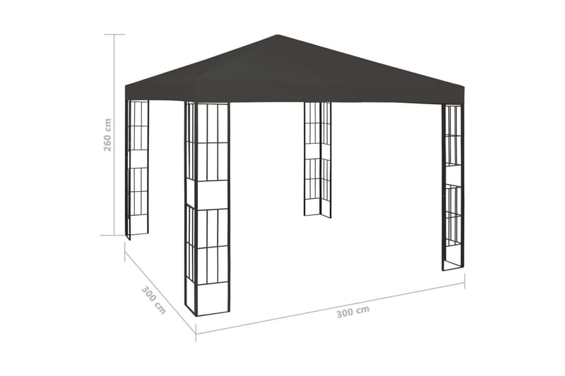 Paviljong 3x3 m antracit - Grå - Utemöbler - Solskydd - Paviljonger - Komplett paviljong