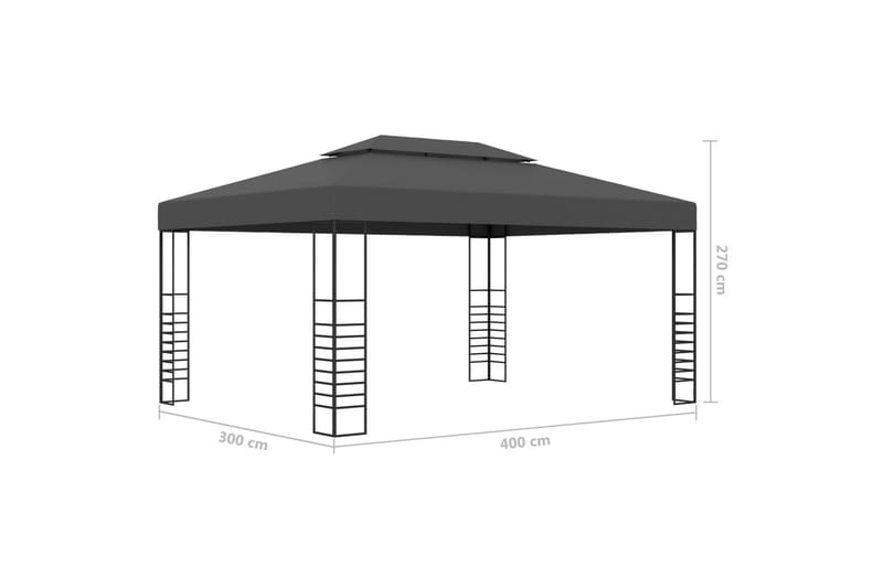 Paviljong 3x4 m antracit - Grå - Utemöbler - Solskydd - Paviljonger - Komplett paviljong