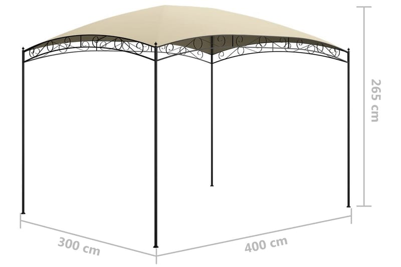 Paviljong 3x4x2,65 m gräddvit 180 g/m² - Vit - Utemöbler - Solskydd - Paviljonger - Komplett paviljong