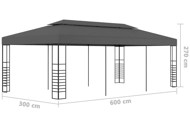 Paviljong 3x6 m antracit - Grå - Utemöbler - Solskydd - Paviljonger - Komplett paviljong