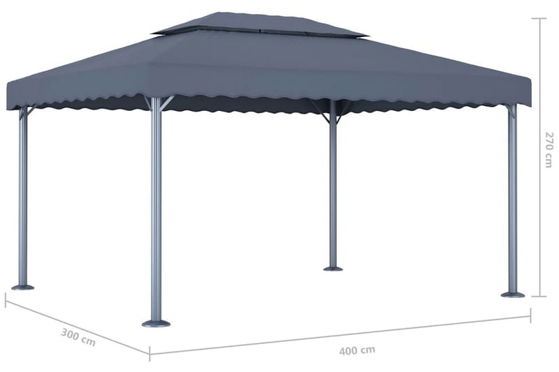 Paviljong 400x300 cm antracit aluminium - Grå - Utemöbler - Solskydd - Paviljonger - Komplett paviljong