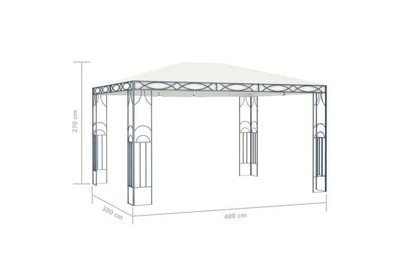 Paviljong 400x300 cm gräddvit - Vit - Utemöbler - Solskydd - Paviljonger - Komplett paviljong