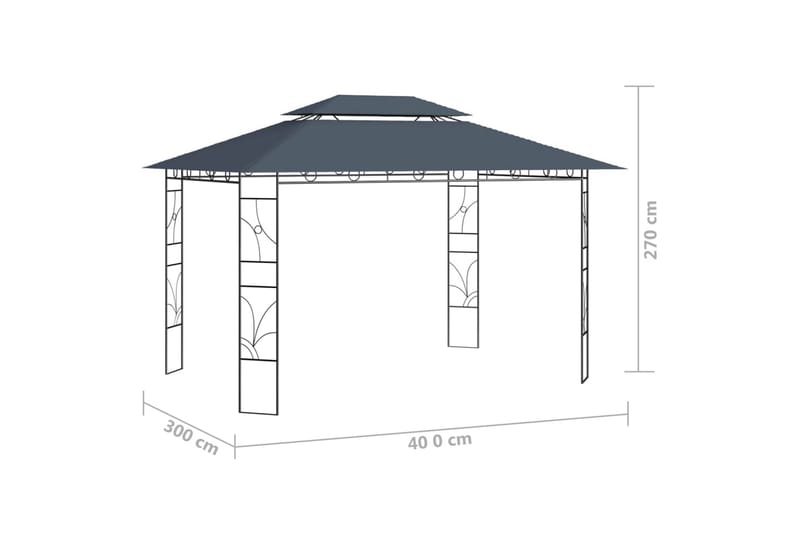 Paviljong 4x3x2,7 m antracit 160 g/m² - Grå - Utemöbler - Solskydd - Paviljonger - Komplett paviljong