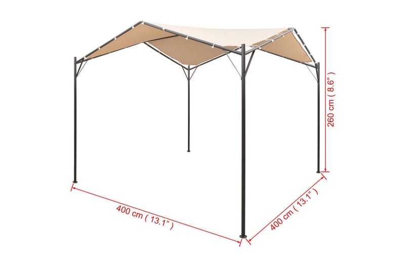 Paviljong 4x4 m stål beige - Beige - Utemöbler - Solskydd - Paviljonger - Komplett paviljong