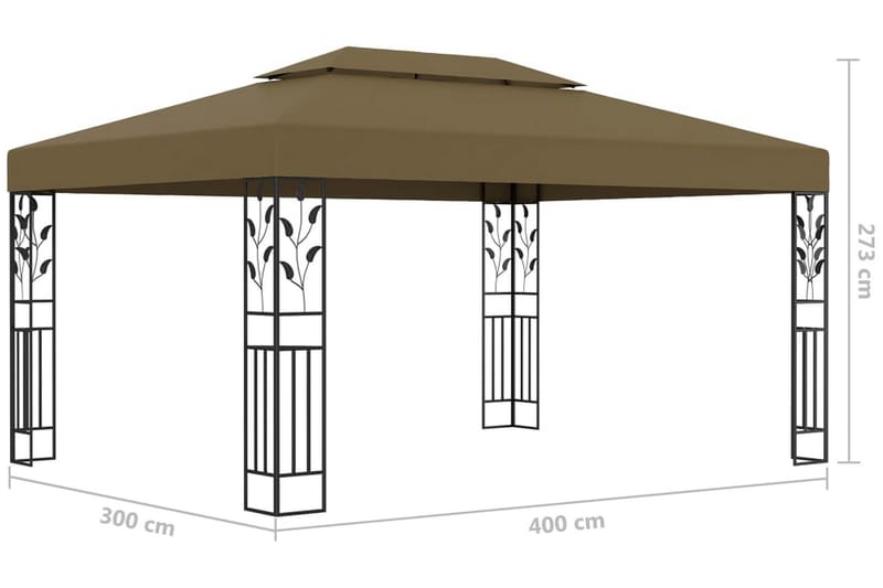 Paviljong dubbla tak 3x4 m taupe 180 g/m² - Brun - Utemöbler - Solskydd - Paviljonger - Komplett paviljong