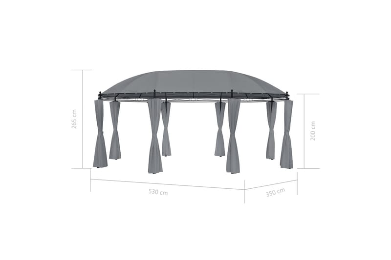 Paviljong med draperier 520x349x255 cm antracit - Grå - Utemöbler - Solskydd - Paviljonger - Komplett paviljong