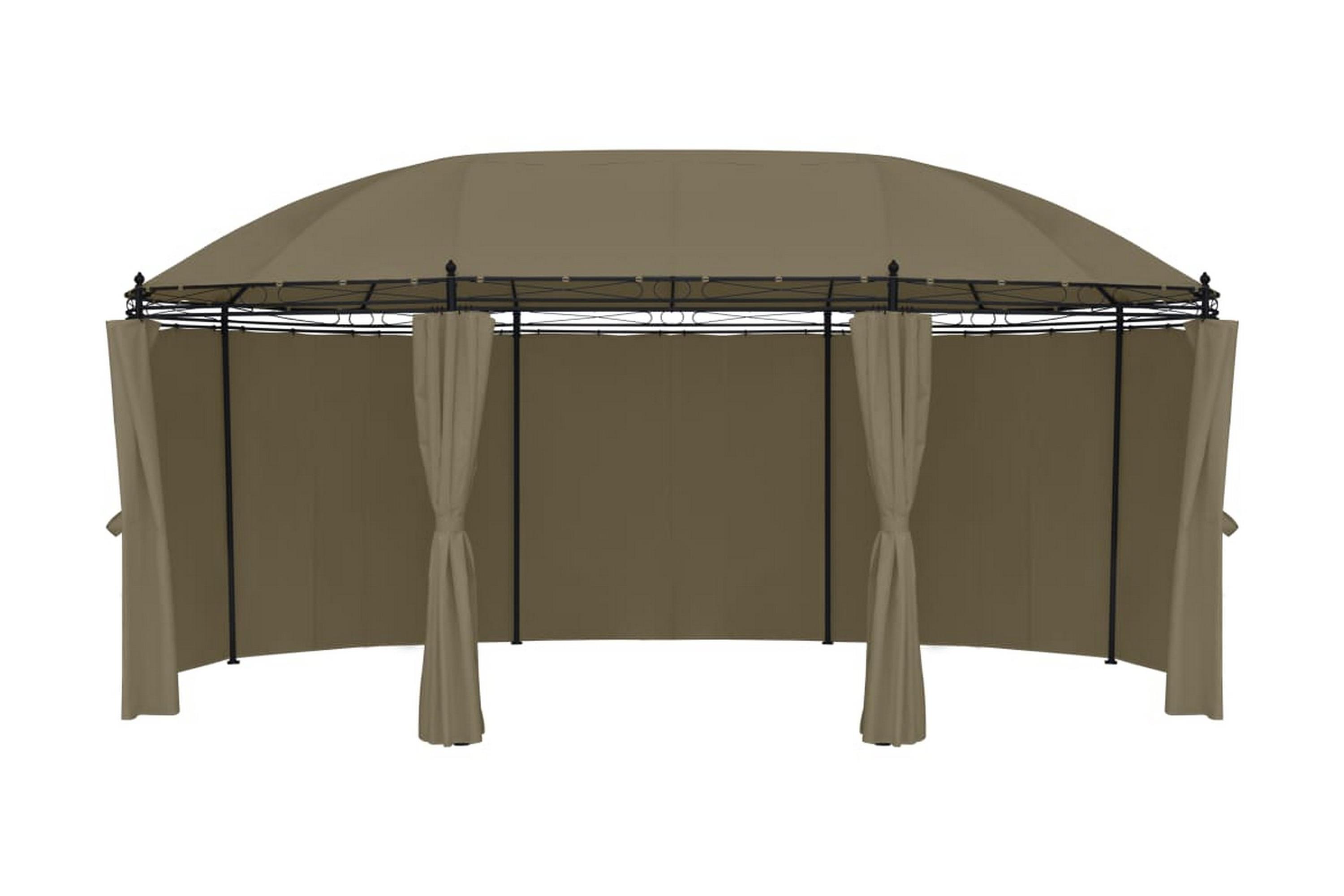 Paviljong med draperier 520x349x255 cm taupe 180 g/mÃ‚Â² – Brun