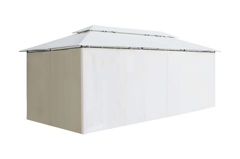 Paviljong med draperier 600x298x270 cm vit 180g/m² - Vit - Utemöbler - Solskydd - Paviljonger - Komplett paviljong