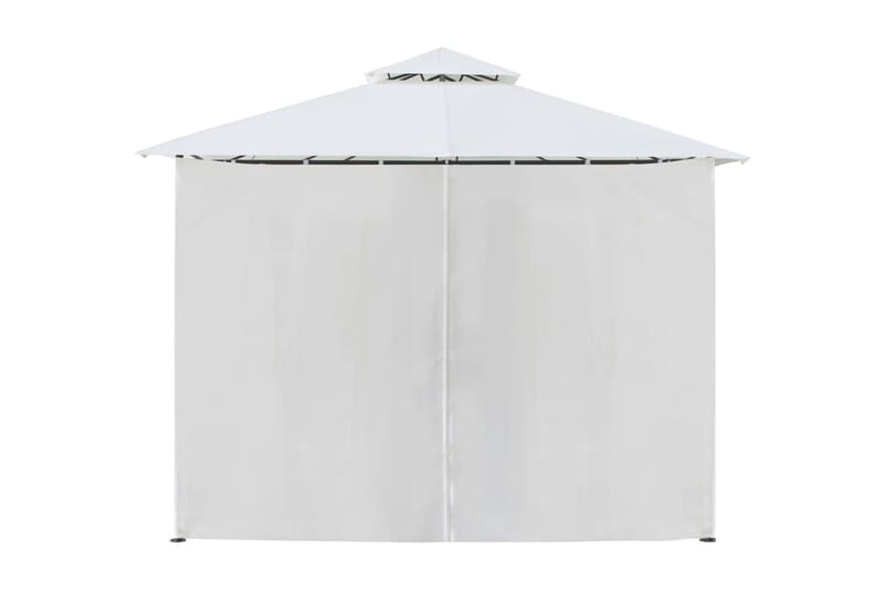 Paviljong med draperier 600x298x270 cm vit 180g/m² - Vit - Utemöbler - Solskydd - Paviljonger - Komplett paviljong