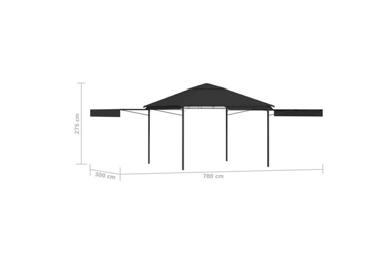 Paviljong med förlängda tak 3x3x2,75 m antracit 180 g/m² - Grå - Utemöbler - Solskydd - Paviljonger - Komplett paviljong