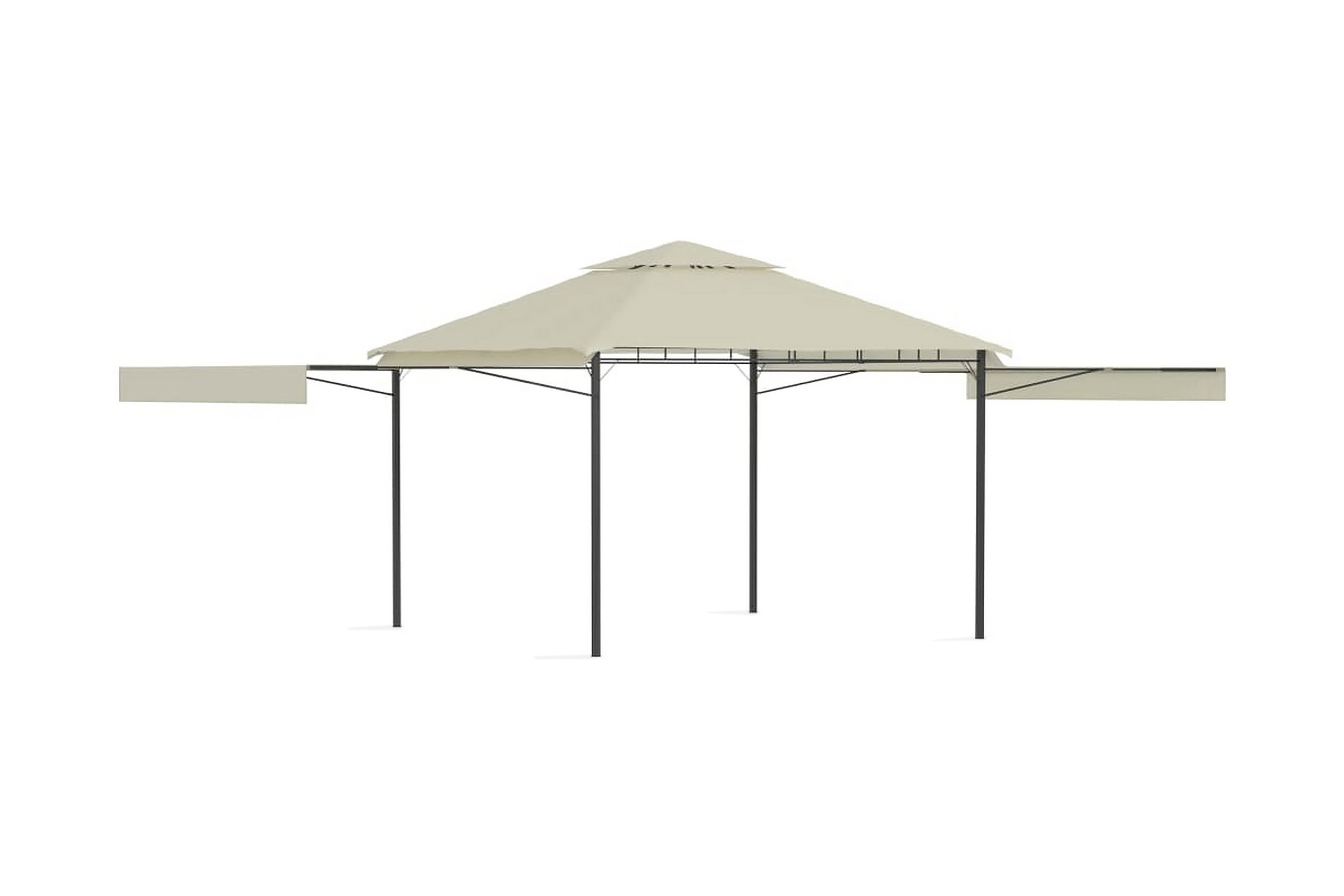 Paviljong med förlängda tak 3x3x2,75 m gräddvit 180 g/mÃ‚Â² – Vit