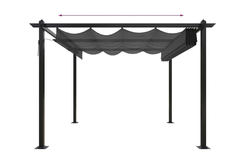 Paviljong med infällbart tak 3x3 m antracit - Antracit - Utemöbler - Solskydd - Paviljonger - Komplett paviljong