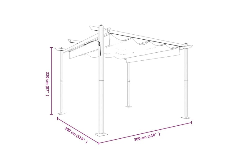 Paviljong med infällbart tak 3x3 m antracit - Antracit - Utemöbler - Solskydd - Paviljonger - Komplett paviljong