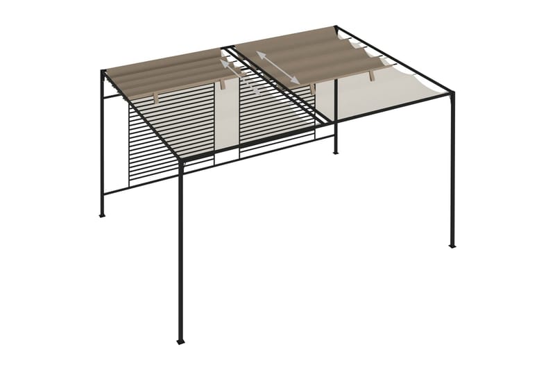 Paviljong med infällbart tak 3x4x2,3 m taupe 180 g/m² - Brun - Utemöbler - Solskydd - Paviljonger - Komplett paviljong