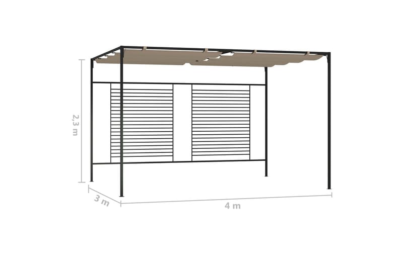 Paviljong med infällbart tak 3x4x2,3 m taupe 180 g/m² - Brun - Utemöbler - Solskydd - Paviljonger - Komplett paviljong