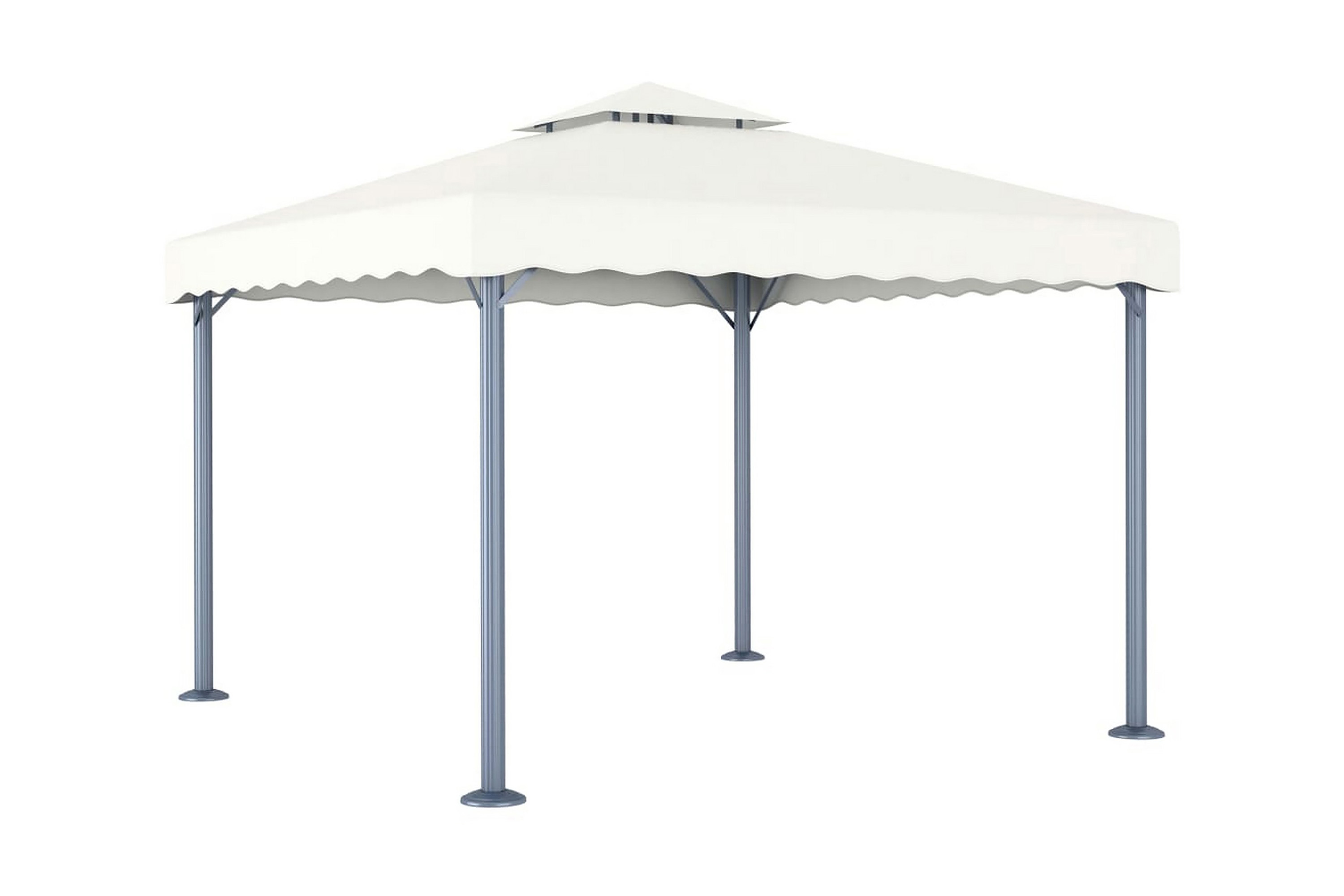 Paviljong med ljusslinga 300×300 cm gräddvit aluminium – Kräm