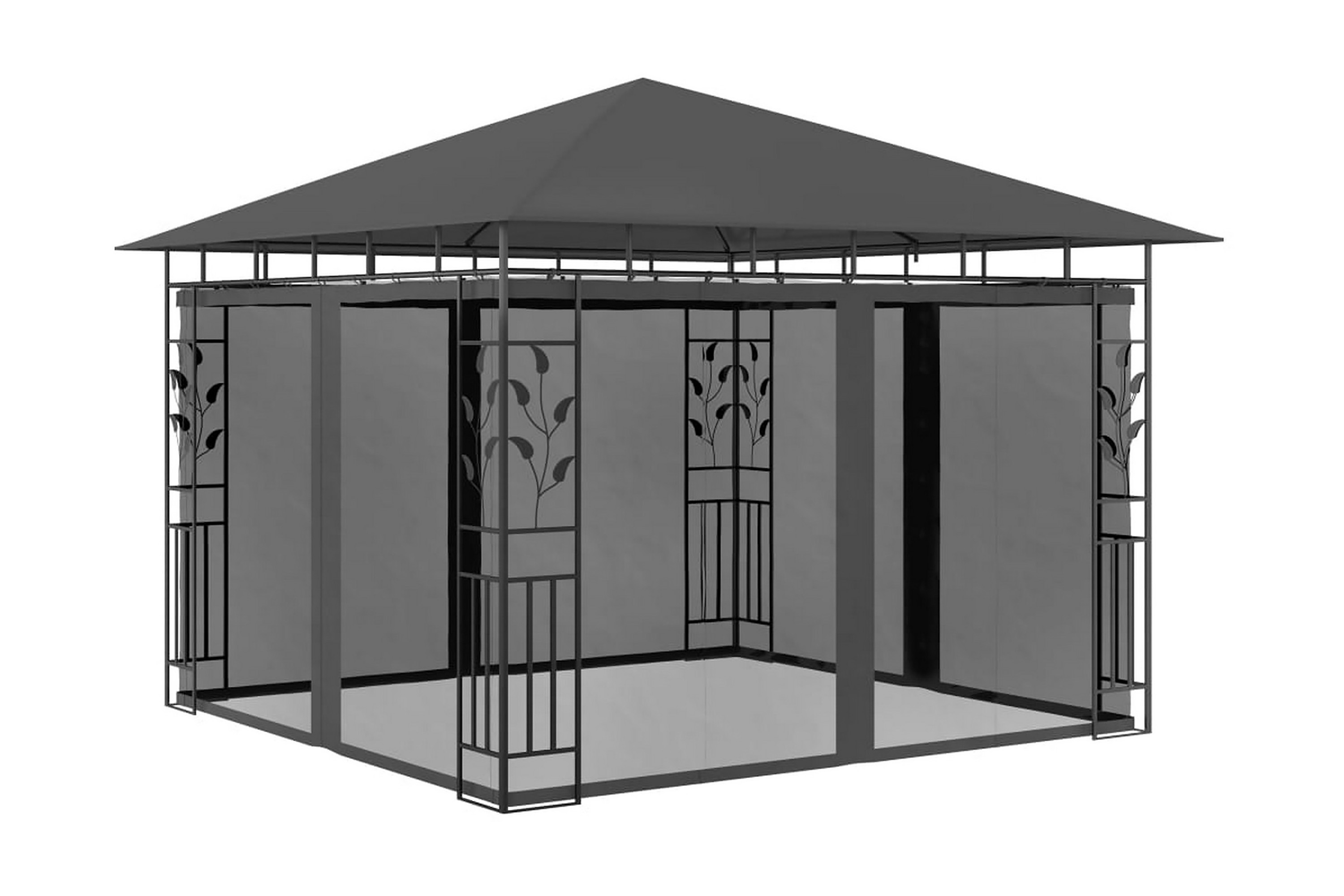 Paviljong med myggnät 3x3x2,73 m antracit 180 g/mÃ‚Â² – Grå