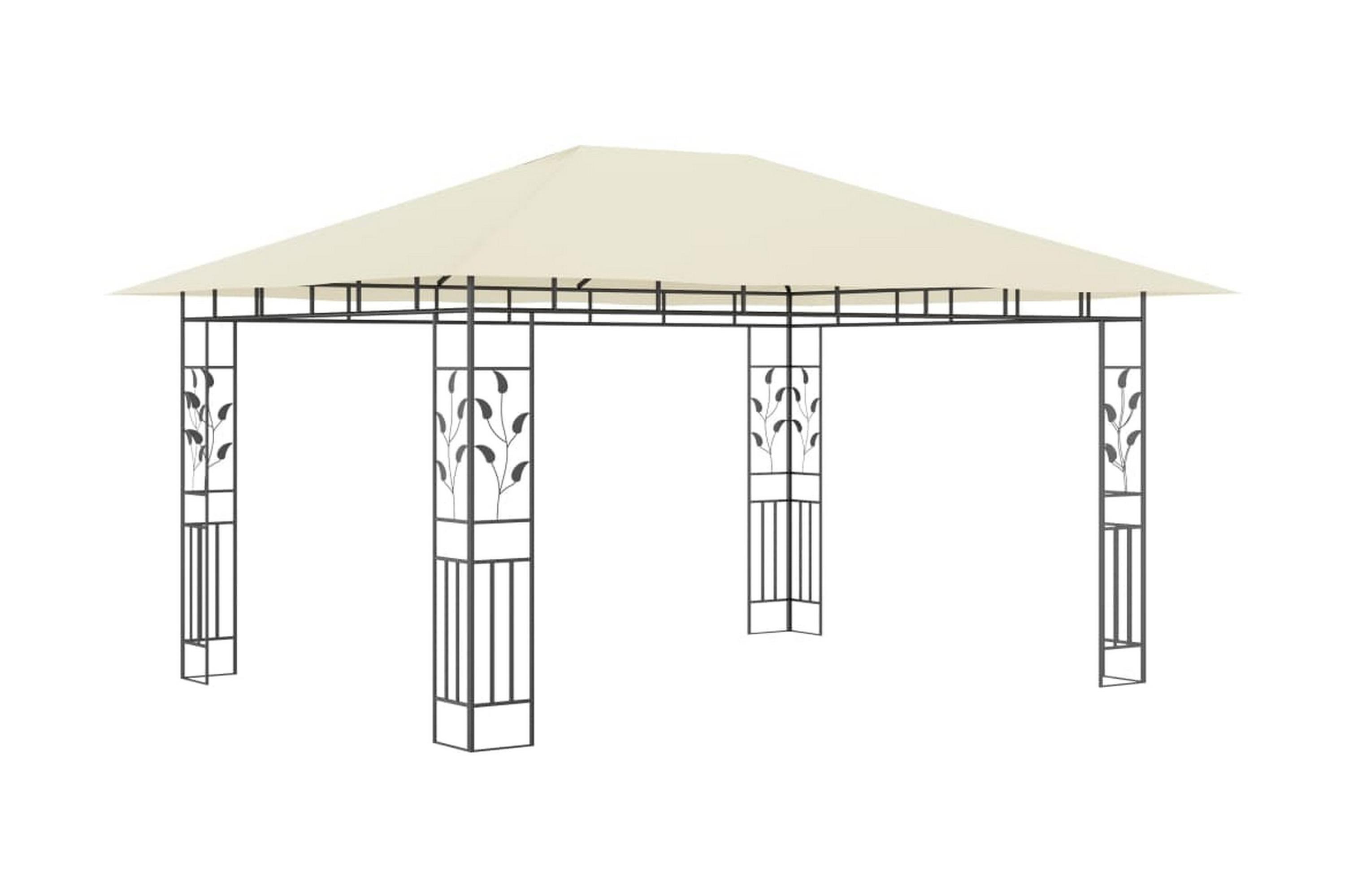 Paviljong med myggnät 4x3x2,73 m gräddvit 180 g/mÃ‚Â² – Vit