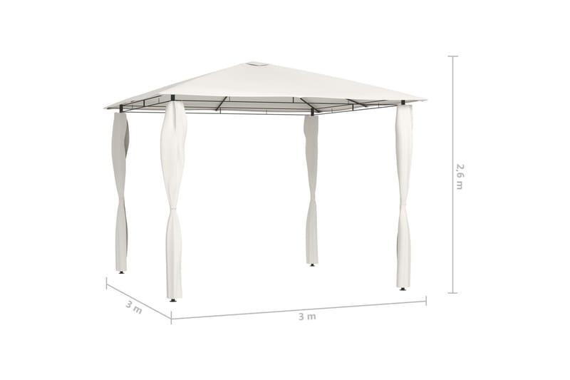 Paviljong med stolpar 3x3x2,6 m gräddvit 160 g/m² - Vit - Utemöbler - Solskydd - Paviljonger - Komplett paviljong